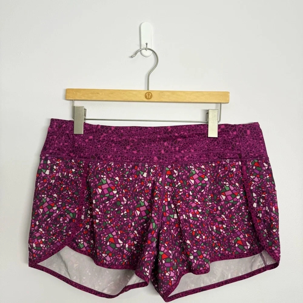 Lululemon Run Times Short Paradise Camo Paradise Geo Regal Plum Multi Size 12 - Picture 2 of 6